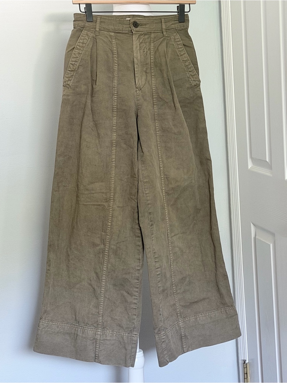 Everlane Organic Cotton Linen Utility Wide Leg Tourist Pants Khaki Size 00